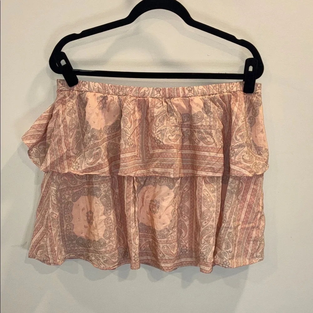 Universal Thread Peach Paisley Mini Skirt Set Size Large